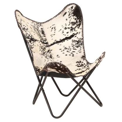 Butterfly Chair Black And White Genuine Goat Leather