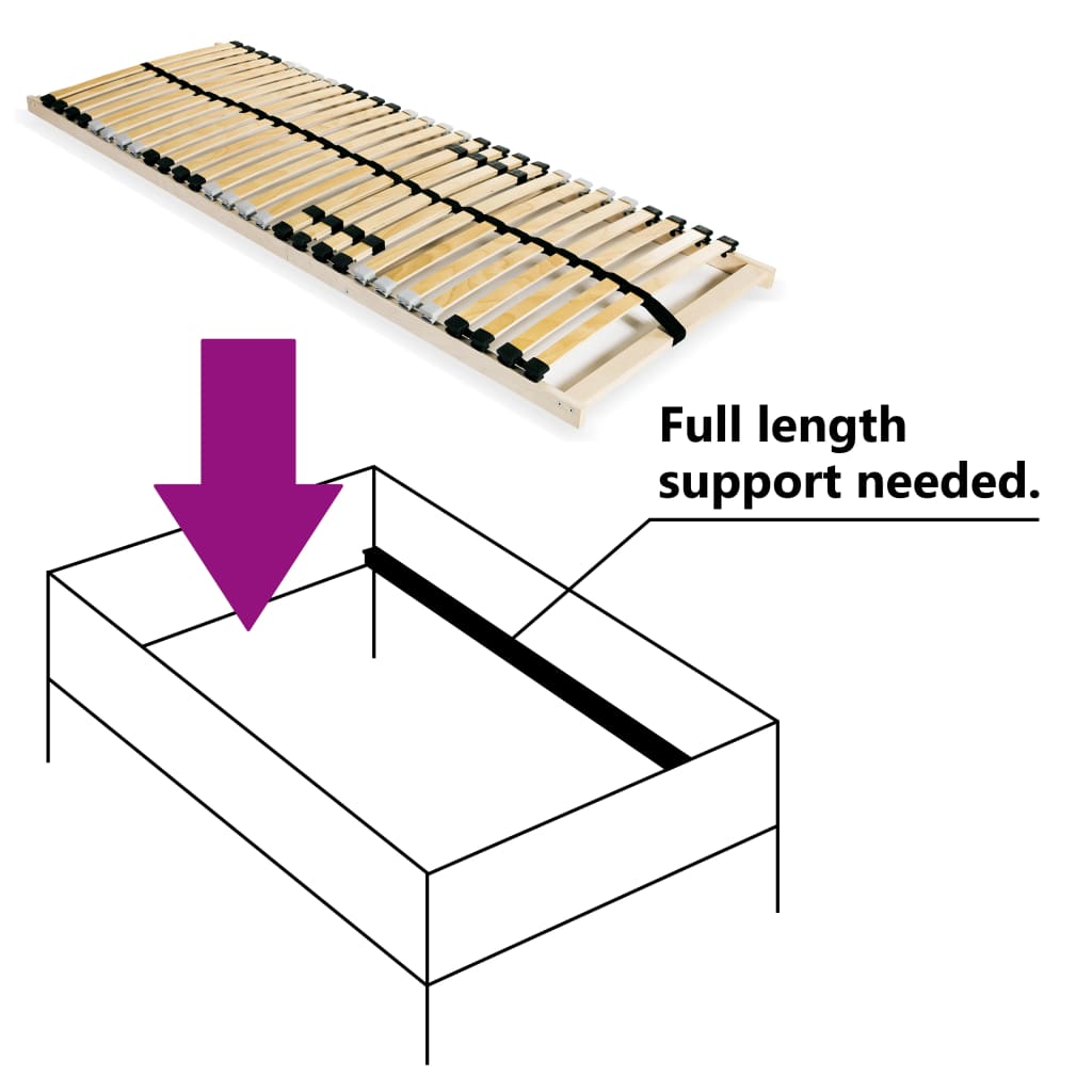 Slatted Bed Base With 28 Slats 7 Zones 90X200 Cm