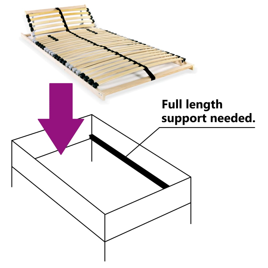 Slatted Bed Base With 28 Slats 7 Zones 90X200 Cm