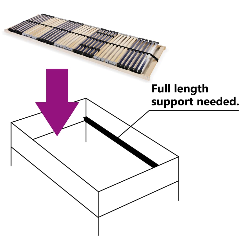 Slatted Bed Base With 42 Slats 7 Zones 90X200 Cm