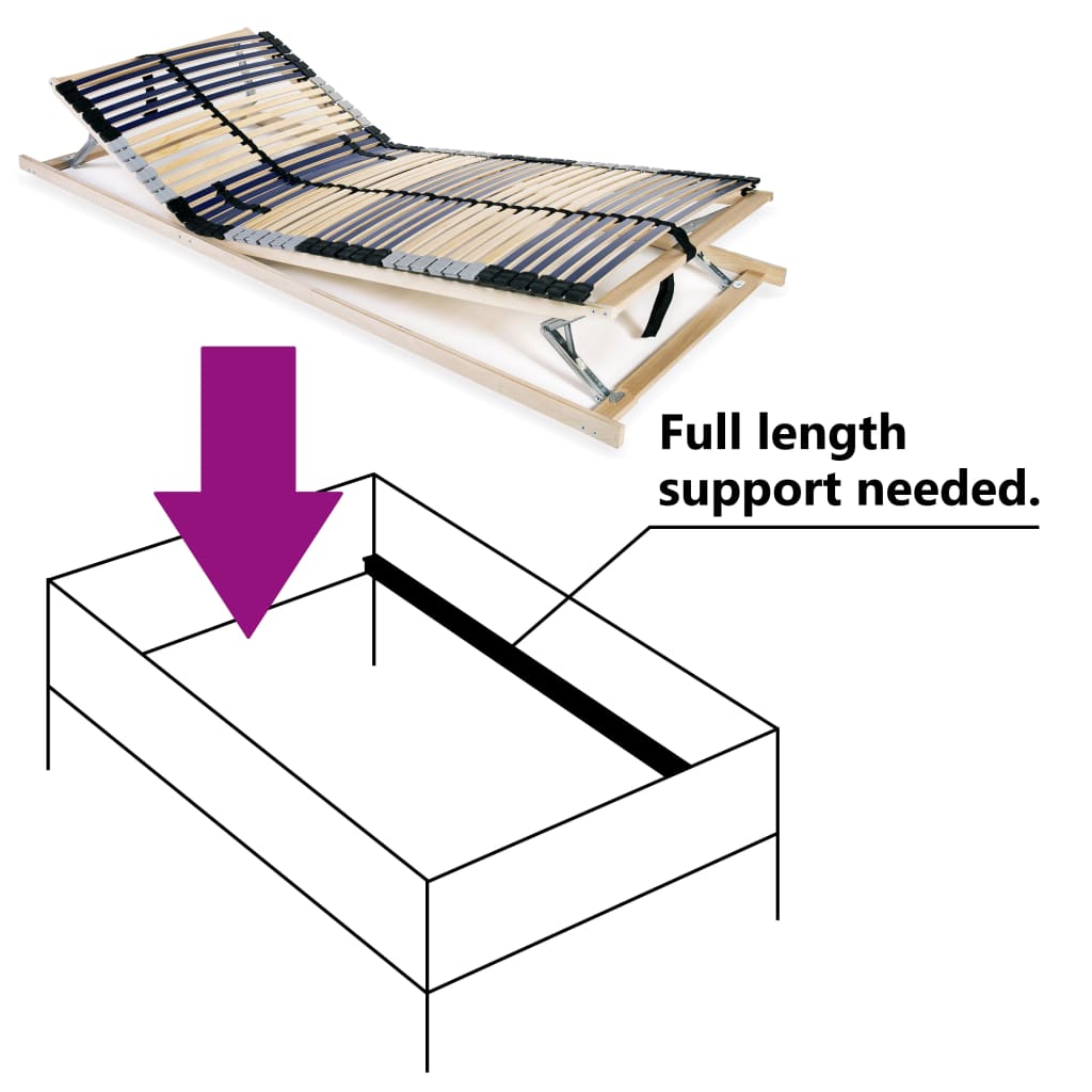 Slatted Bed Base With 42 Slats 7 Zones 90X200 Cm