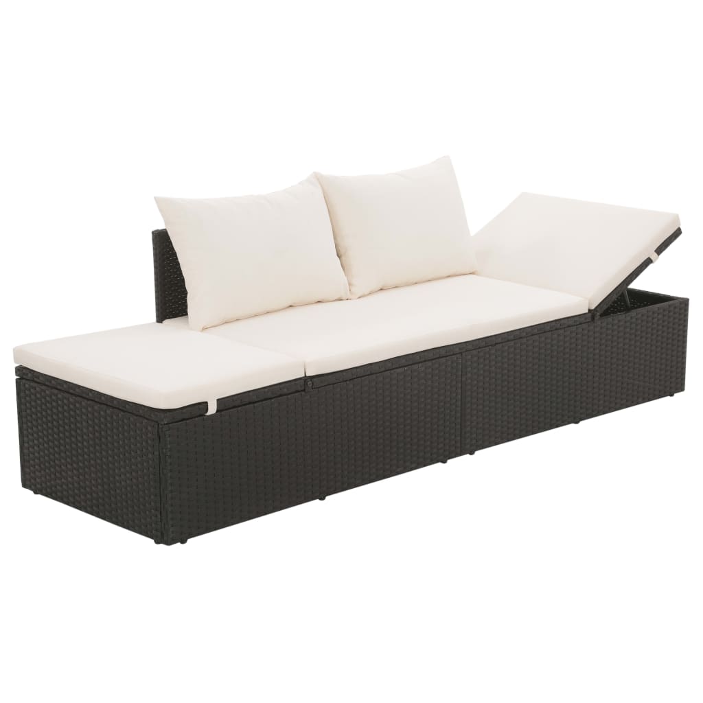 Garden Bed Black 195X60 Cm Poly Rattan