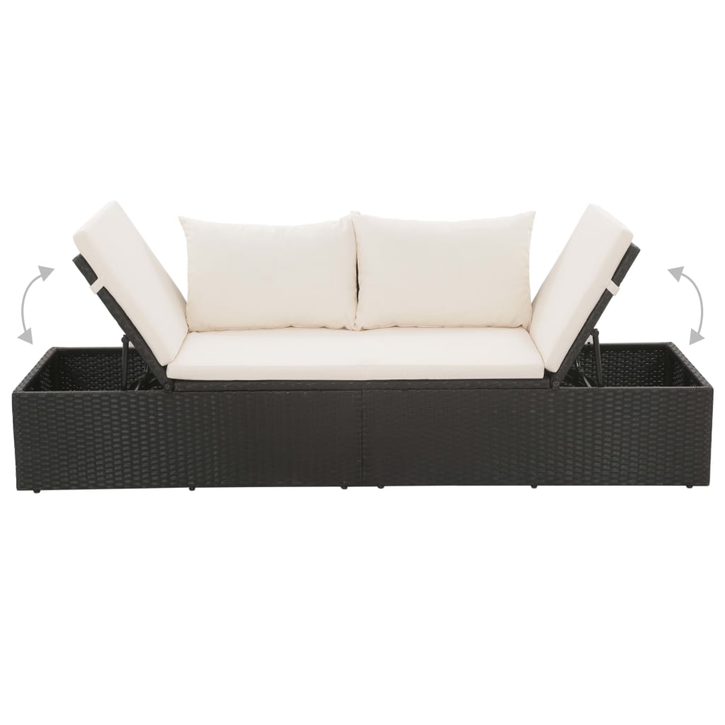 Garden Bed Black 195X60 Cm Poly Rattan