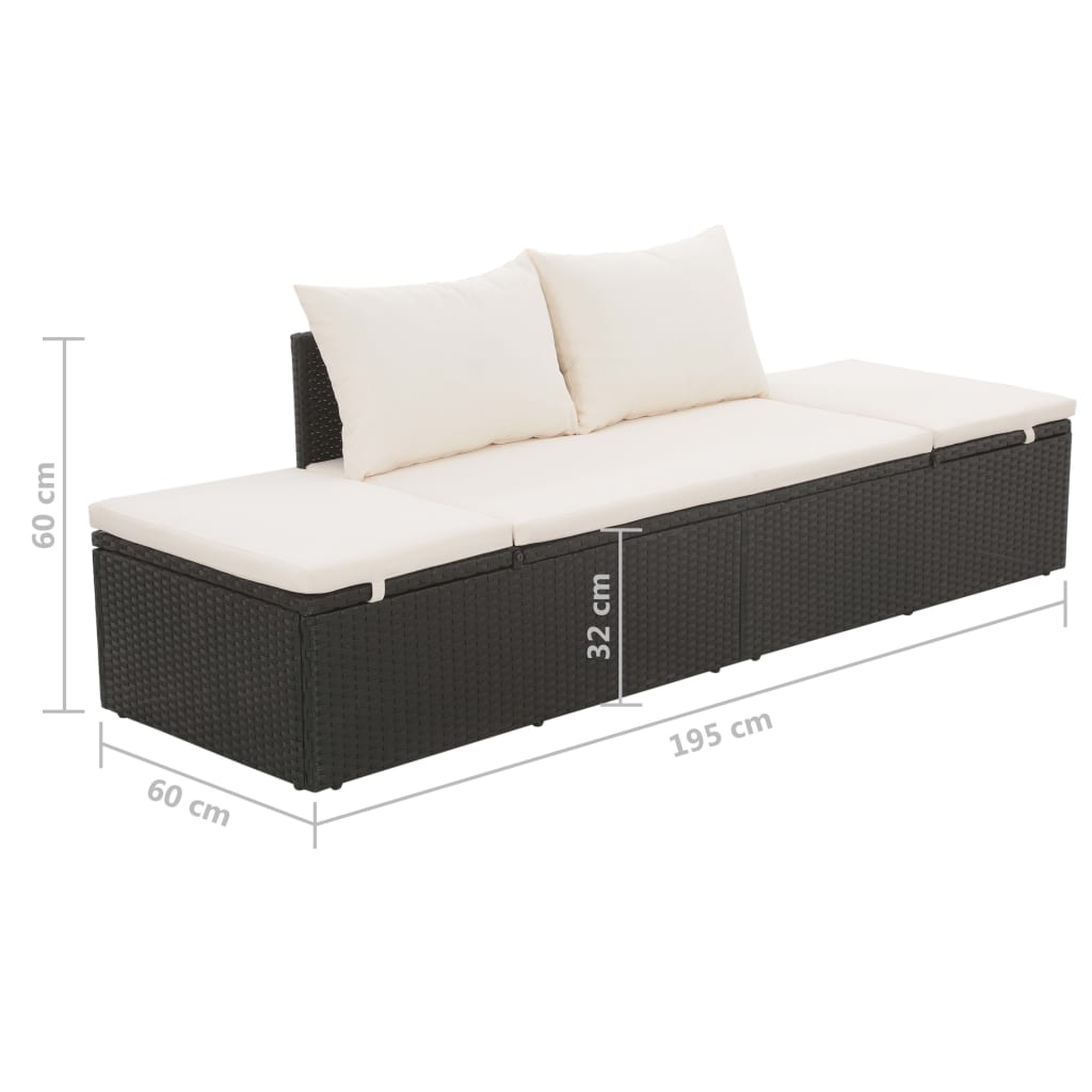 Garden Bed Black 195X60 Cm Poly Rattan