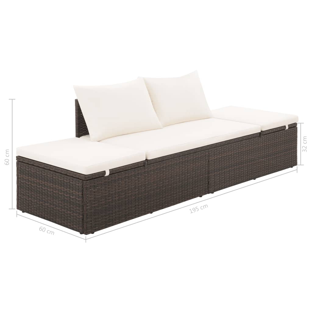 Garden Bed Brown 195X60 Cm Poly Rattan