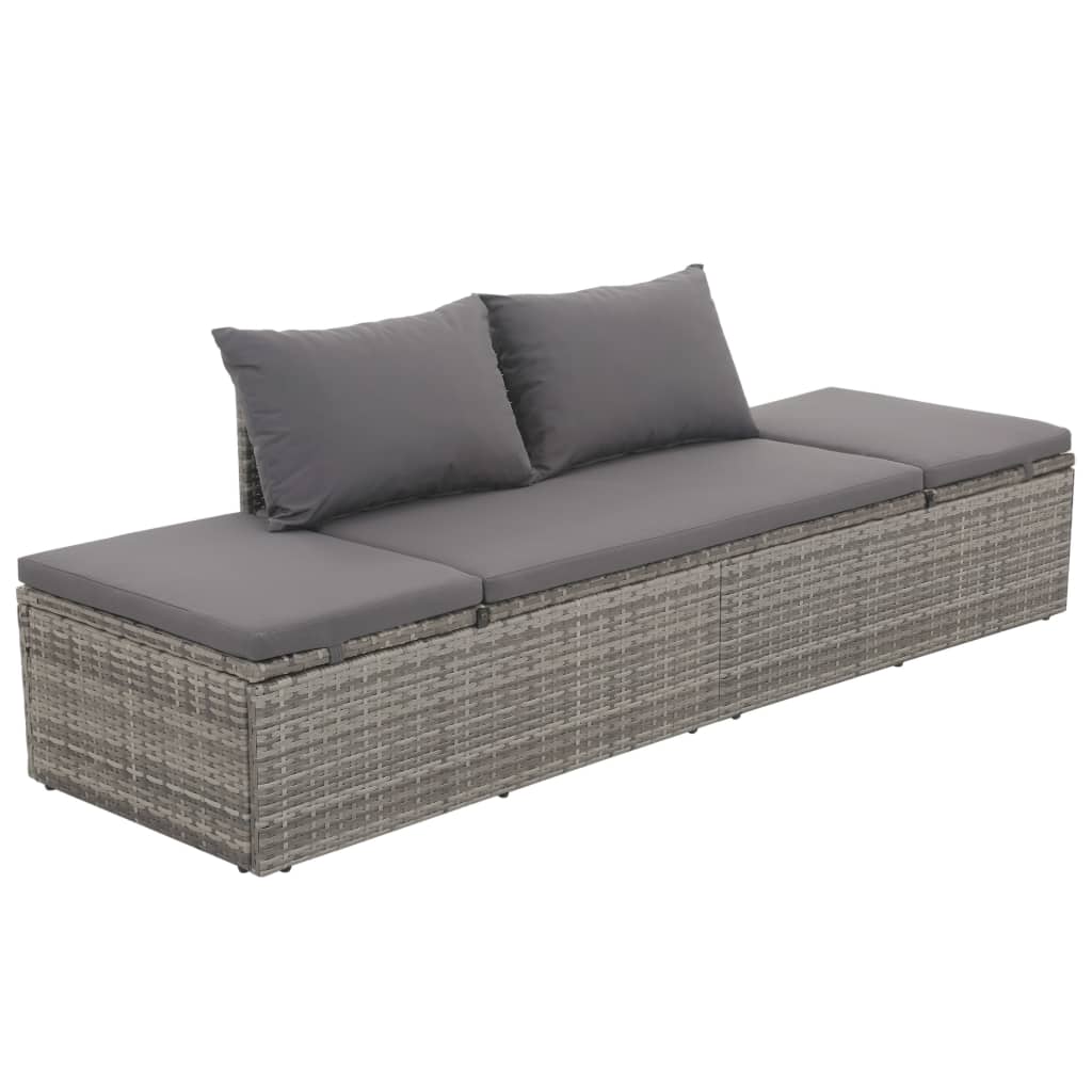 Garden Bed Grey 195X60 Cm Poly Rattan