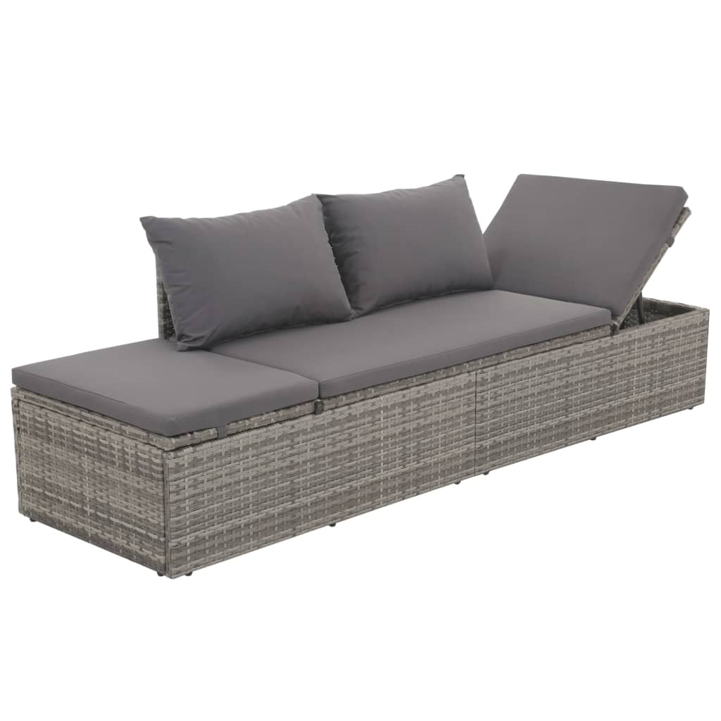 Garden Bed Grey 195X60 Cm Poly Rattan