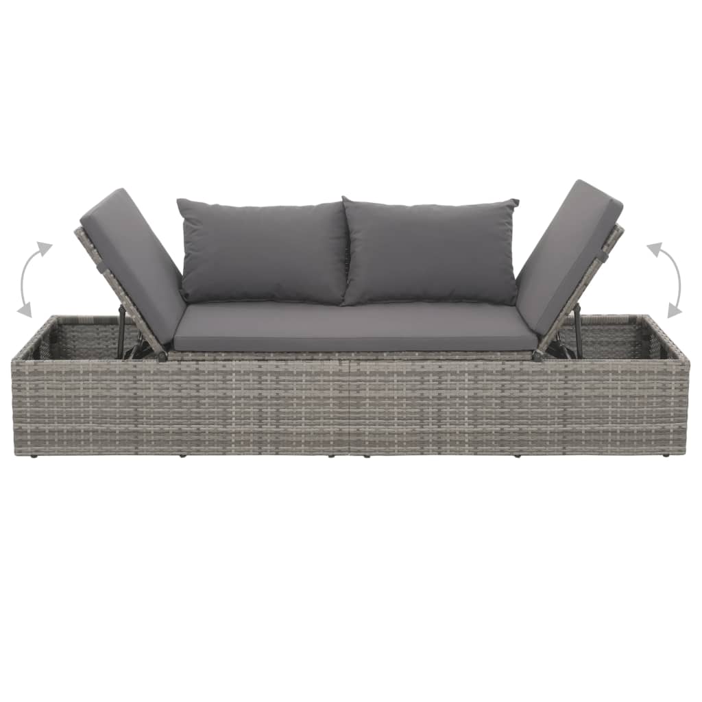 Garden Bed Grey 195X60 Cm Poly Rattan