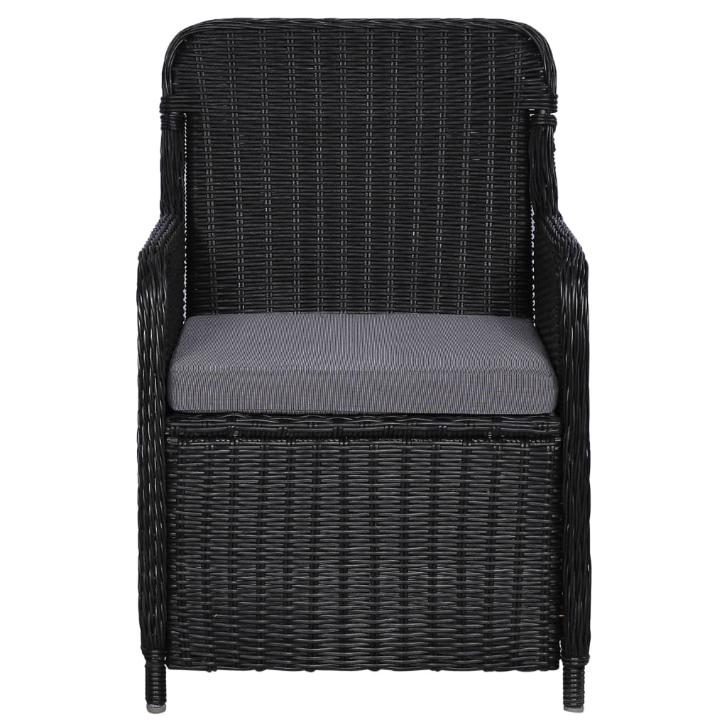 Outdoor Chairs With Cushions 2 Pcs Poly Rattan Black