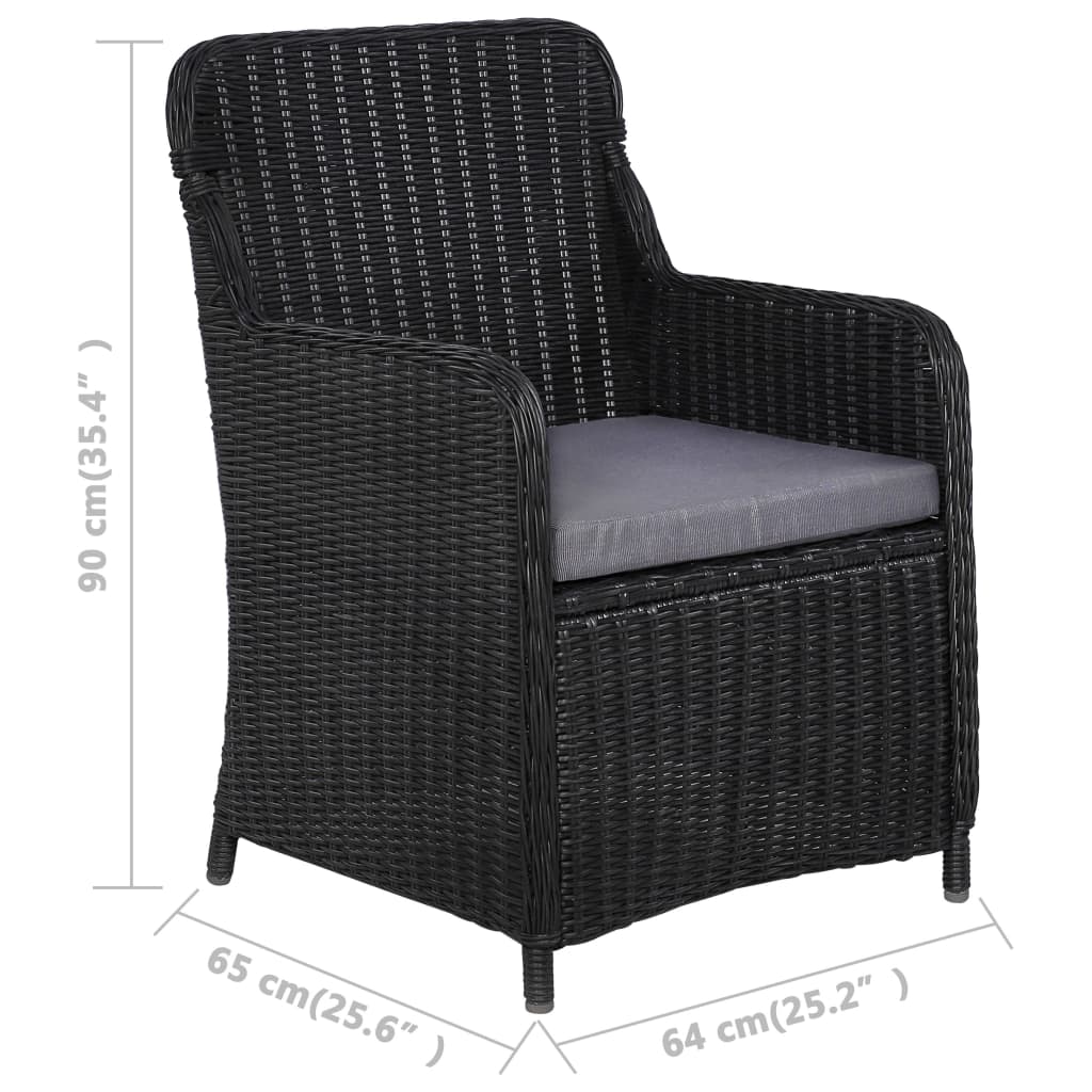 Outdoor Chairs With Cushions 2 Pcs Poly Rattan Black