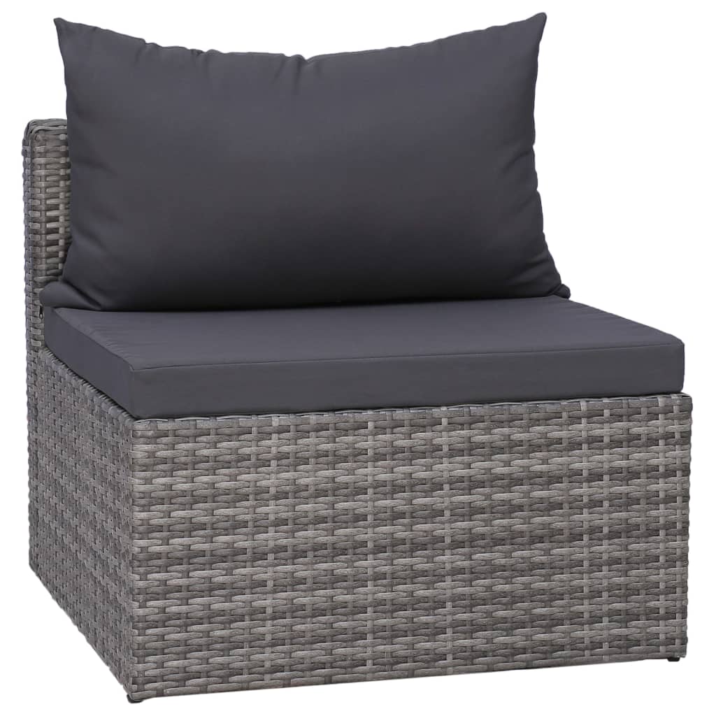 3 Piece Garden Sofa Set With Cushions Grey Poly Rattan