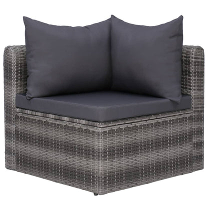 3 Piece Garden Sofa Set With Cushions Grey Poly Rattan