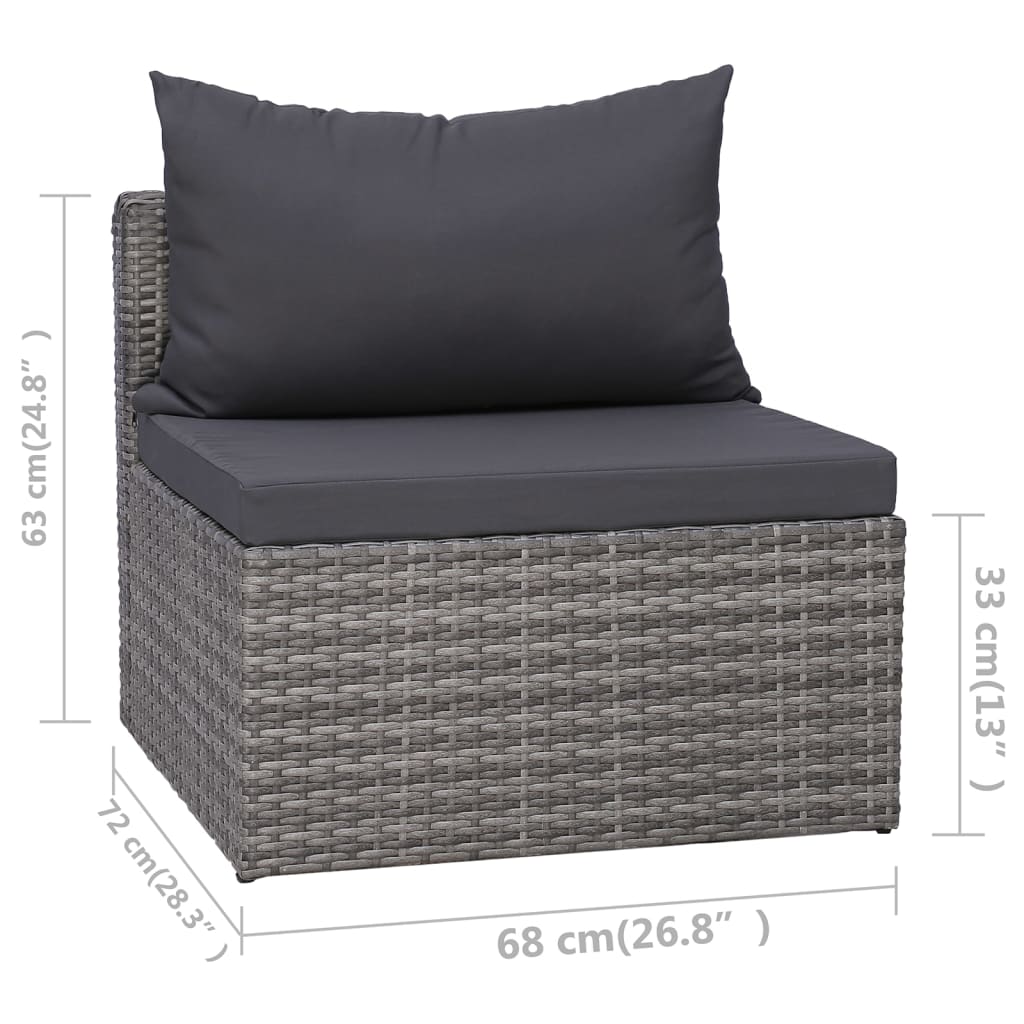 3 Piece Garden Sofa Set With Cushions Grey Poly Rattan