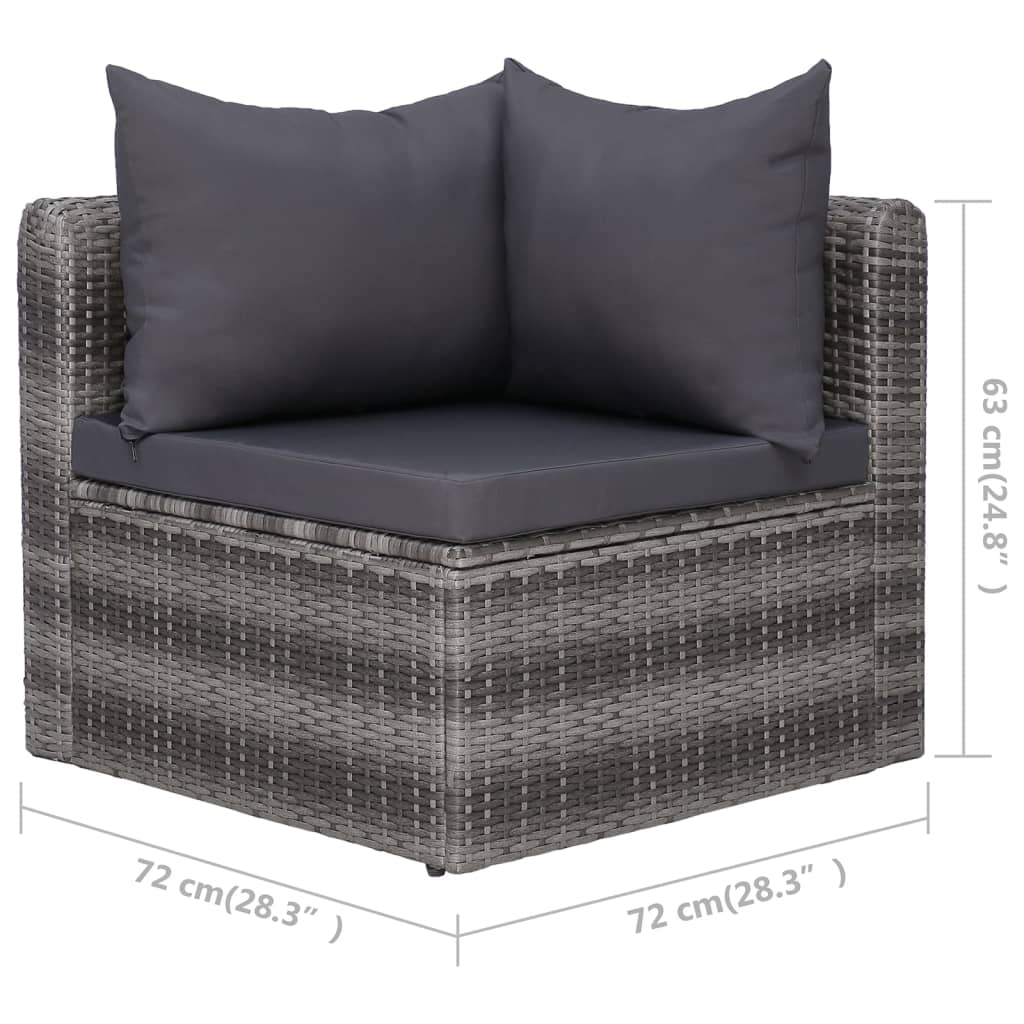 3 Piece Garden Sofa Set With Cushions Grey Poly Rattan