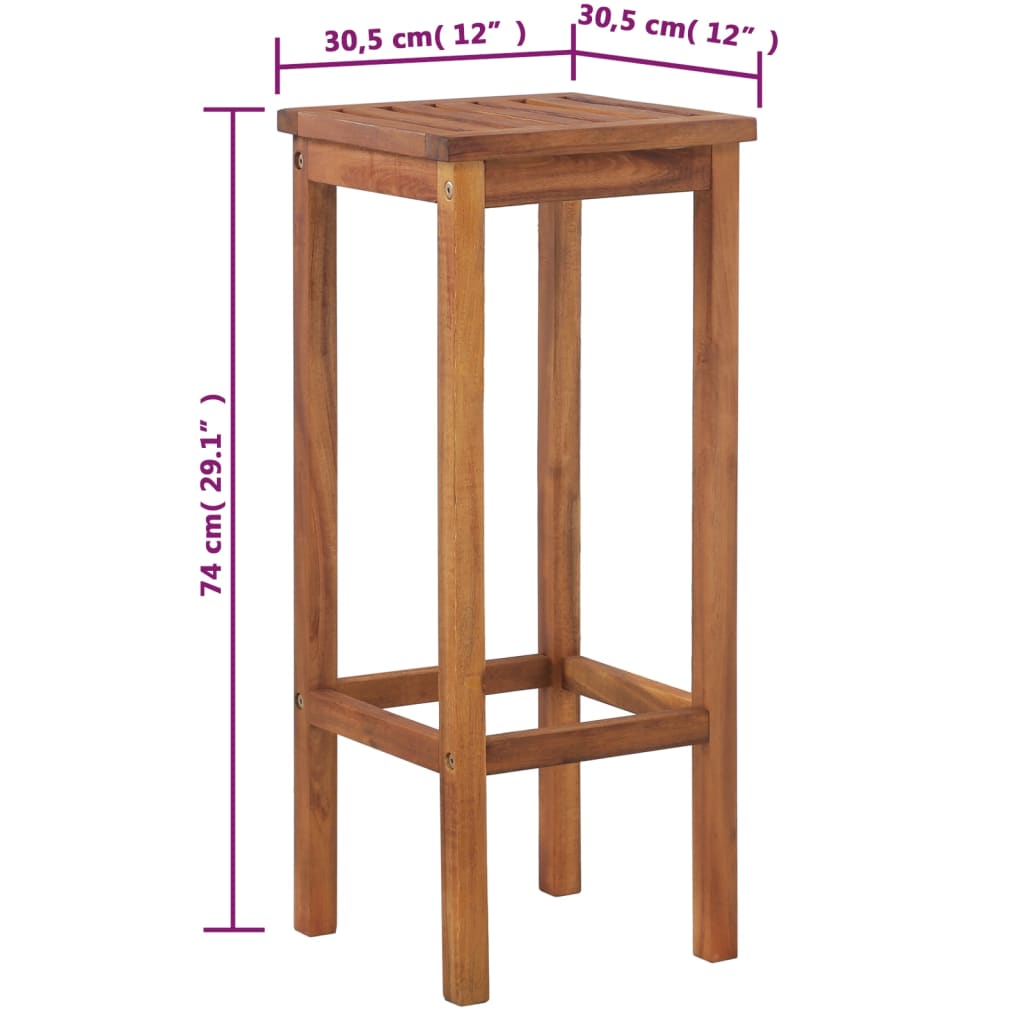 Bar Chairs 2 Pcs Solid Acacia Wood