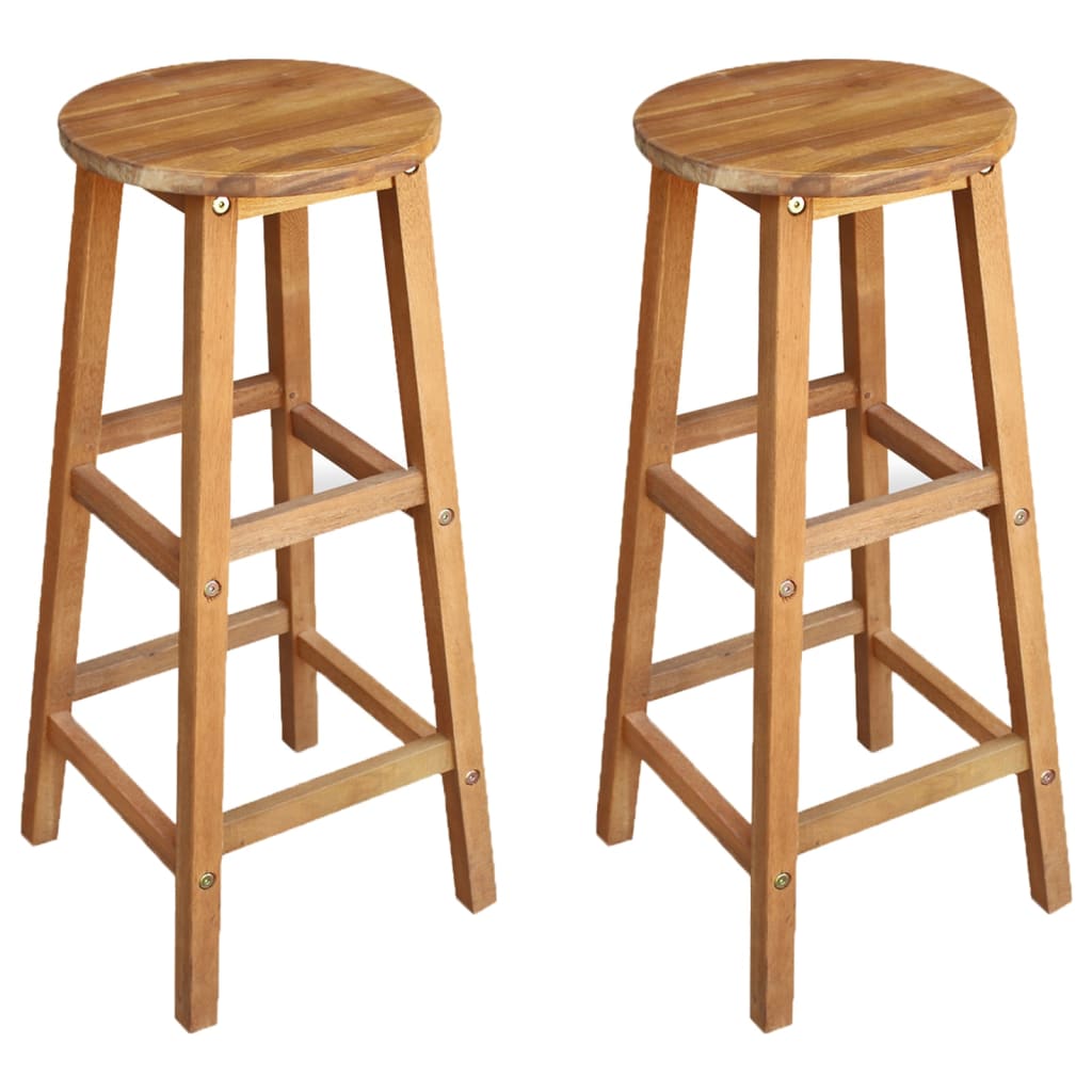 Bar Chairs 2 Pcs Solid Acacia Wood