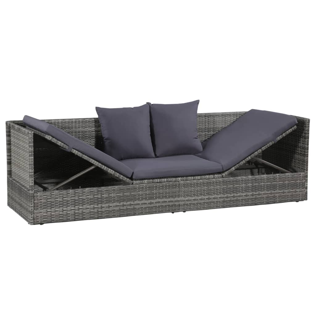 Garden Bed Grey 200X60 Cm Poly Rattan