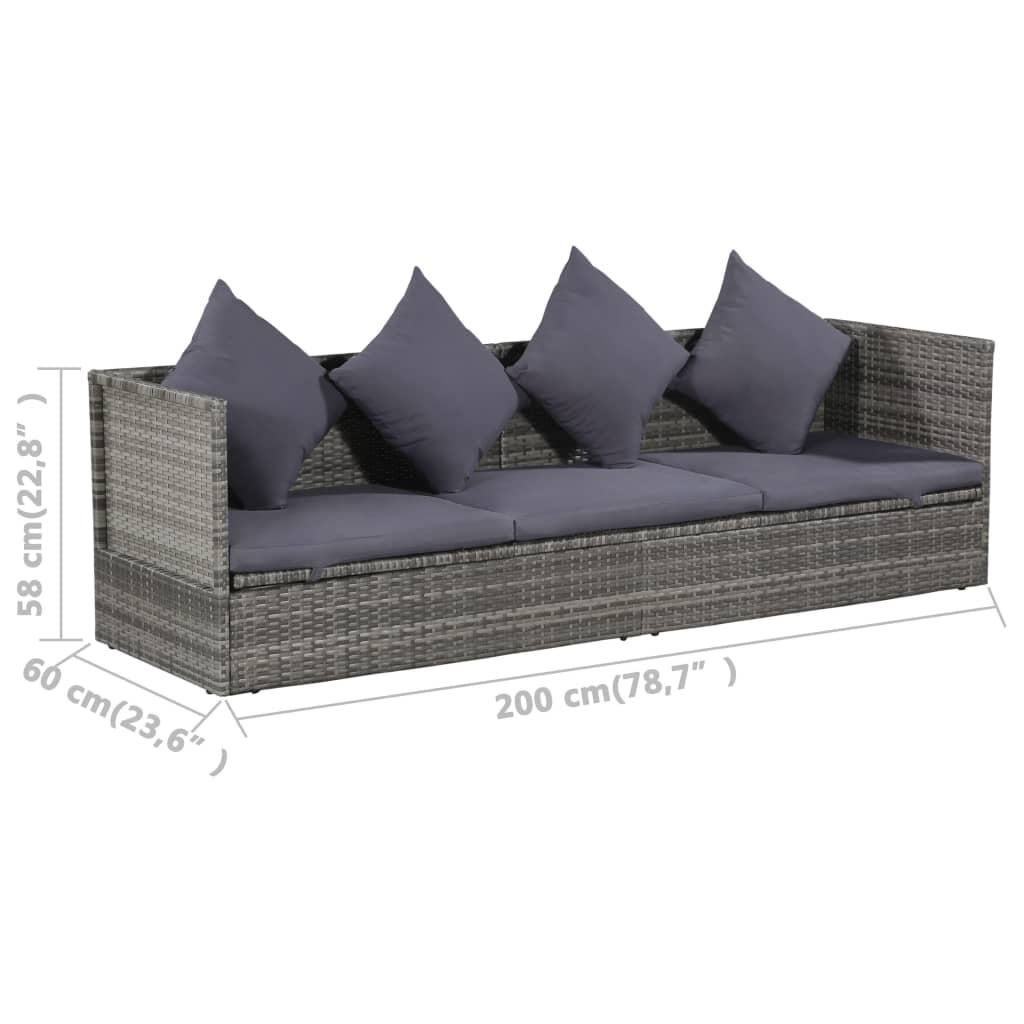 Garden Bed Grey 200X60 Cm Poly Rattan