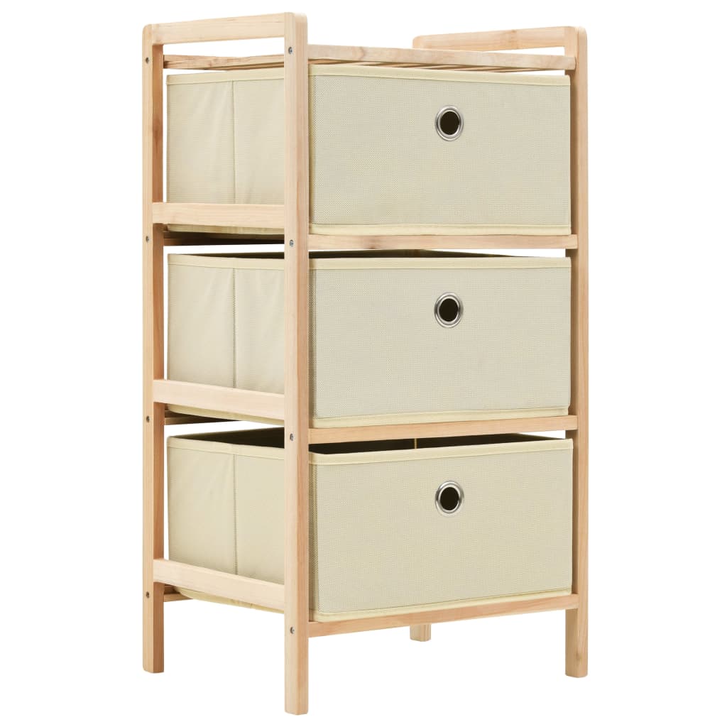 Storage Rack With 3 Nonwoven Baskets Cedar Wood Beige