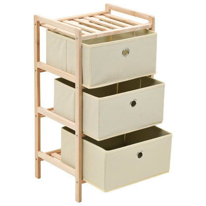 Storage Rack With 3 Nonwoven Baskets Cedar Wood Beige