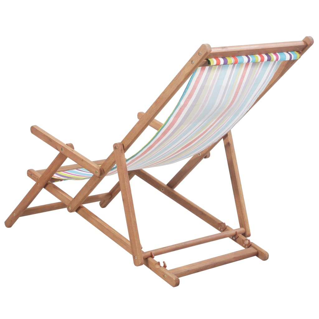 Folding Beach Chair Fabric And Wooden Frame Multicolour