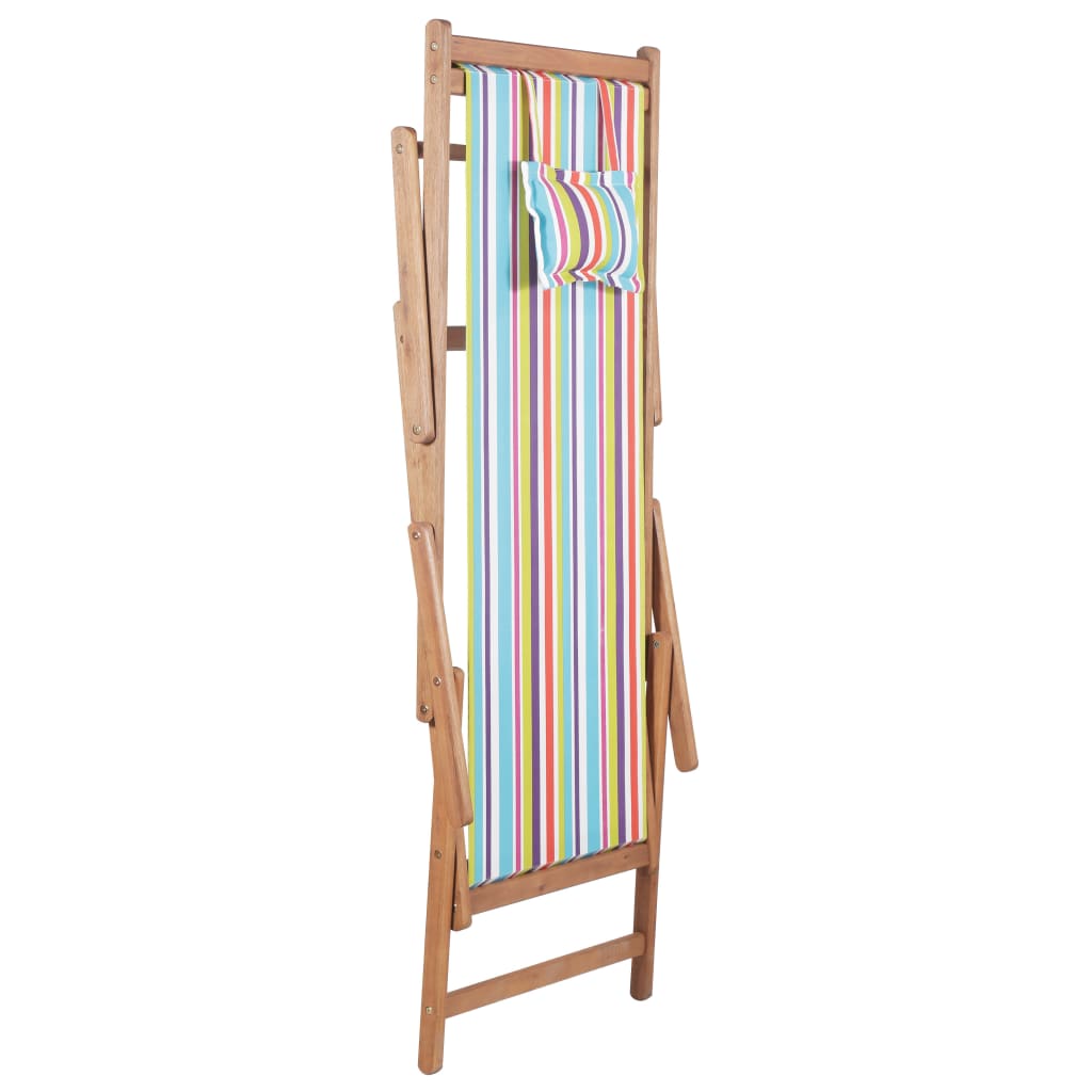 Folding Beach Chair Fabric And Wooden Frame Multicolour