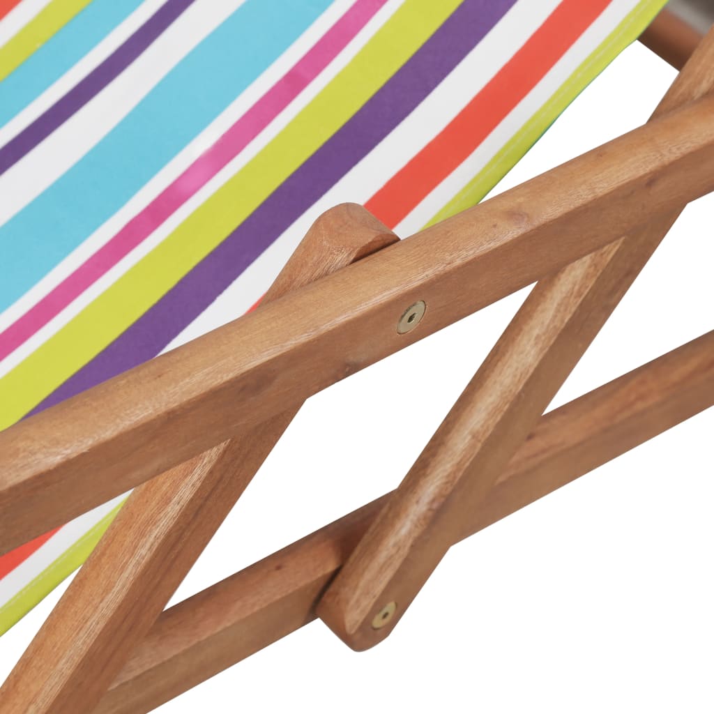 Folding Beach Chair Fabric And Wooden Frame Multicolour