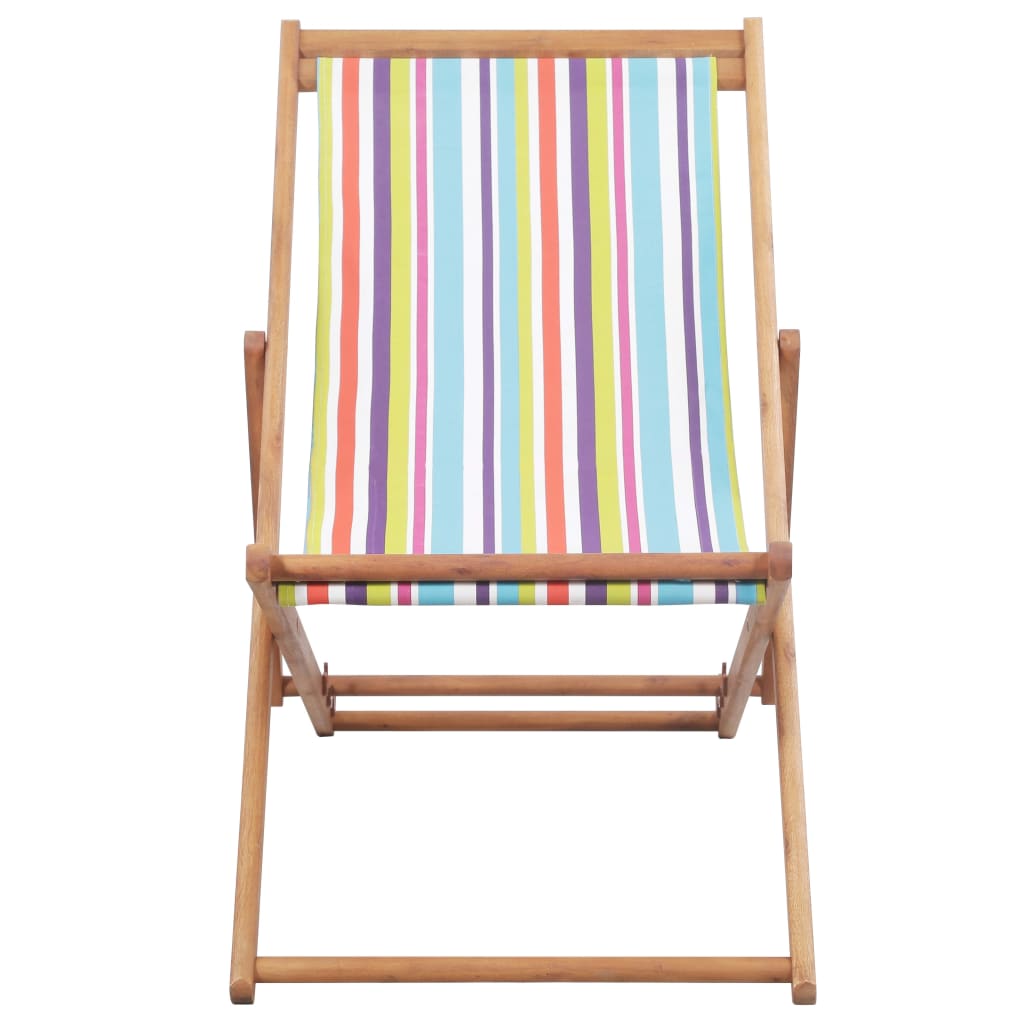 Folding Beach Chair Fabric And Wooden Frame Multicolour