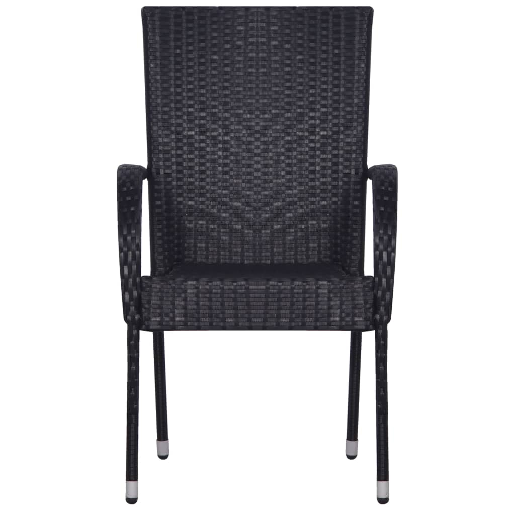 Stackable Outdoor Chairs 2 Pcs Poly Rattan Black