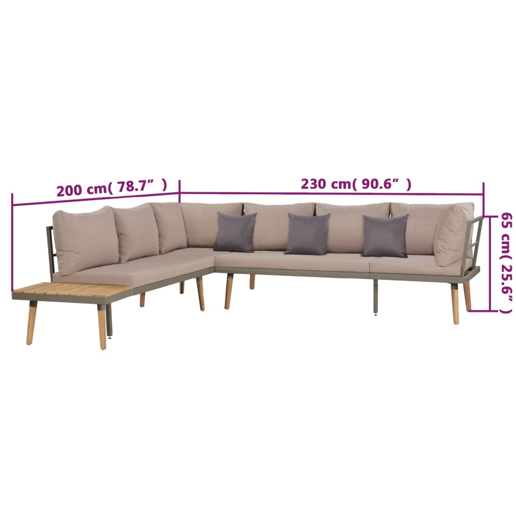 4 Piece Garden Lounge Set With Cushions Solid Acacia Wood Brown