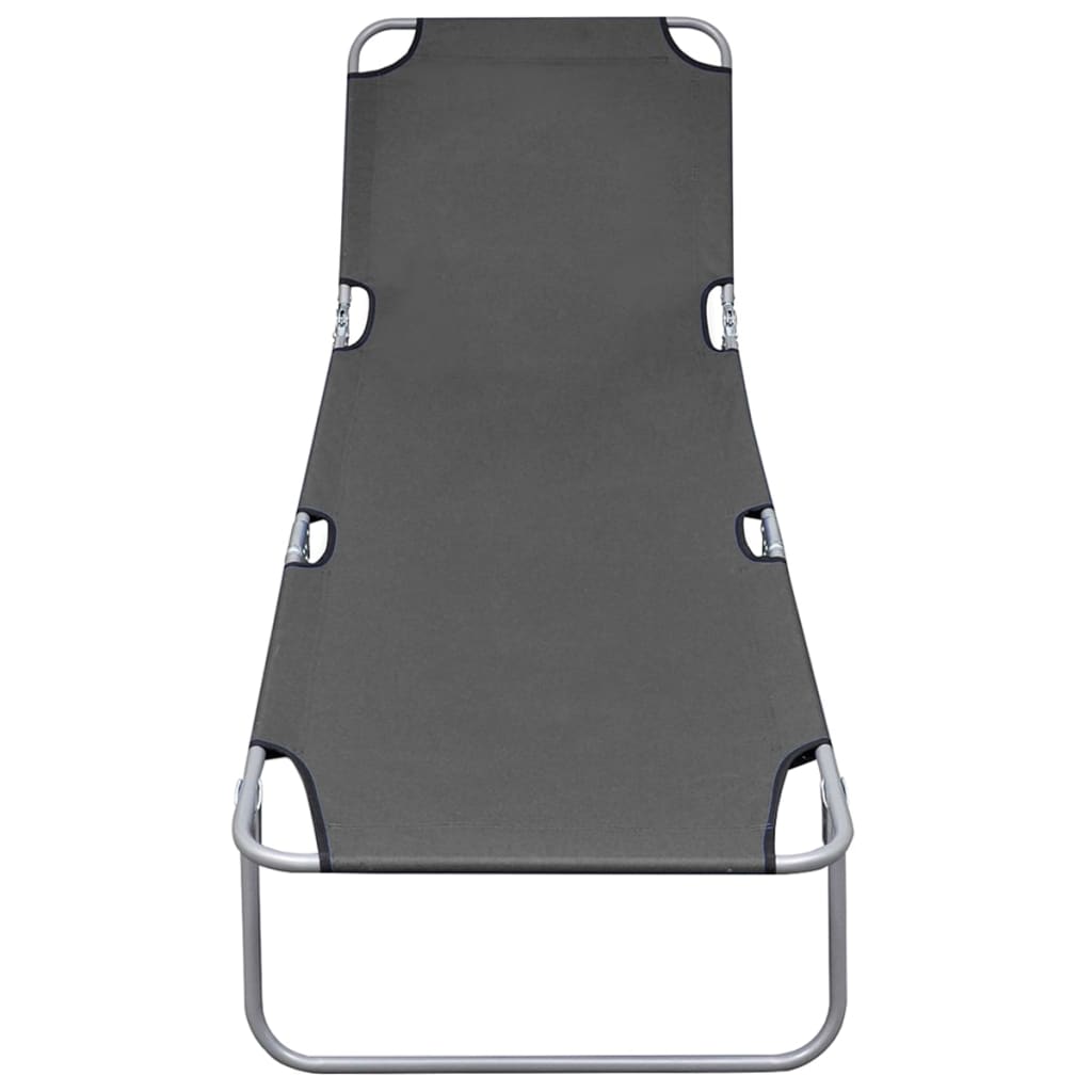 Foldable Sunlounger With Adjustable Backrest Grey