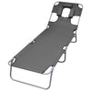 Foldable Sunlounger With Head Cushion Adjustable Backrest Grey