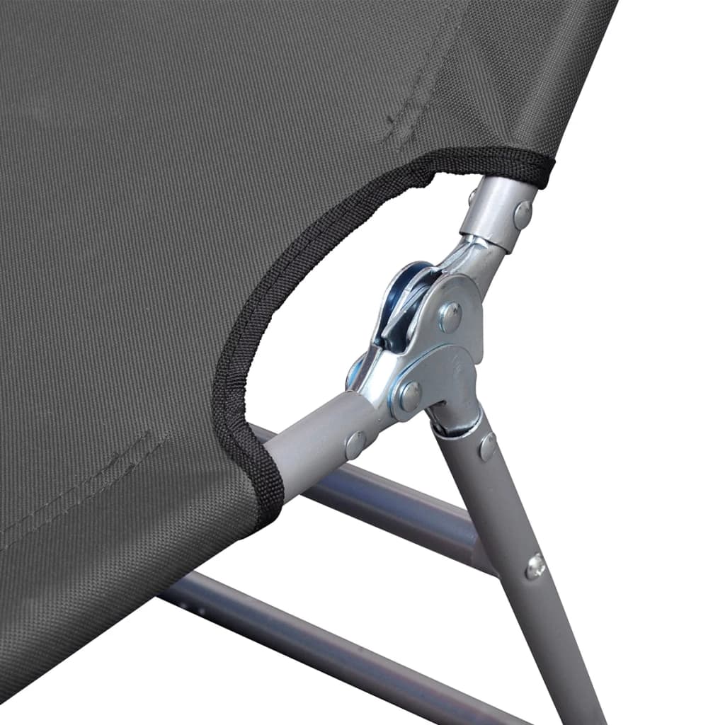 Foldable Sunlounger With Head Cushion Adjustable Backrest Grey