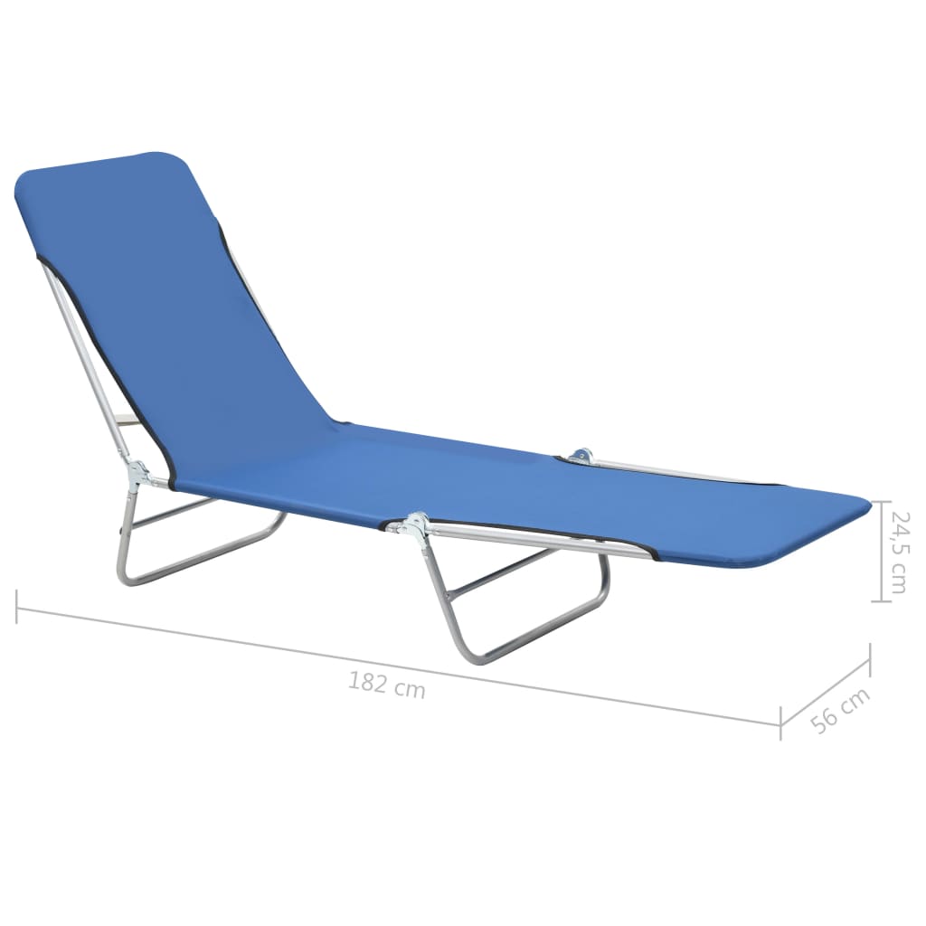 Folding Sun Loungers 2 Pcs Steel And Fabric Blue