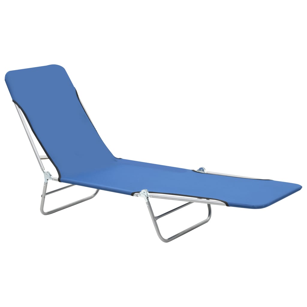 Folding Sun Loungers 2 Pcs Steel And Fabric Blue