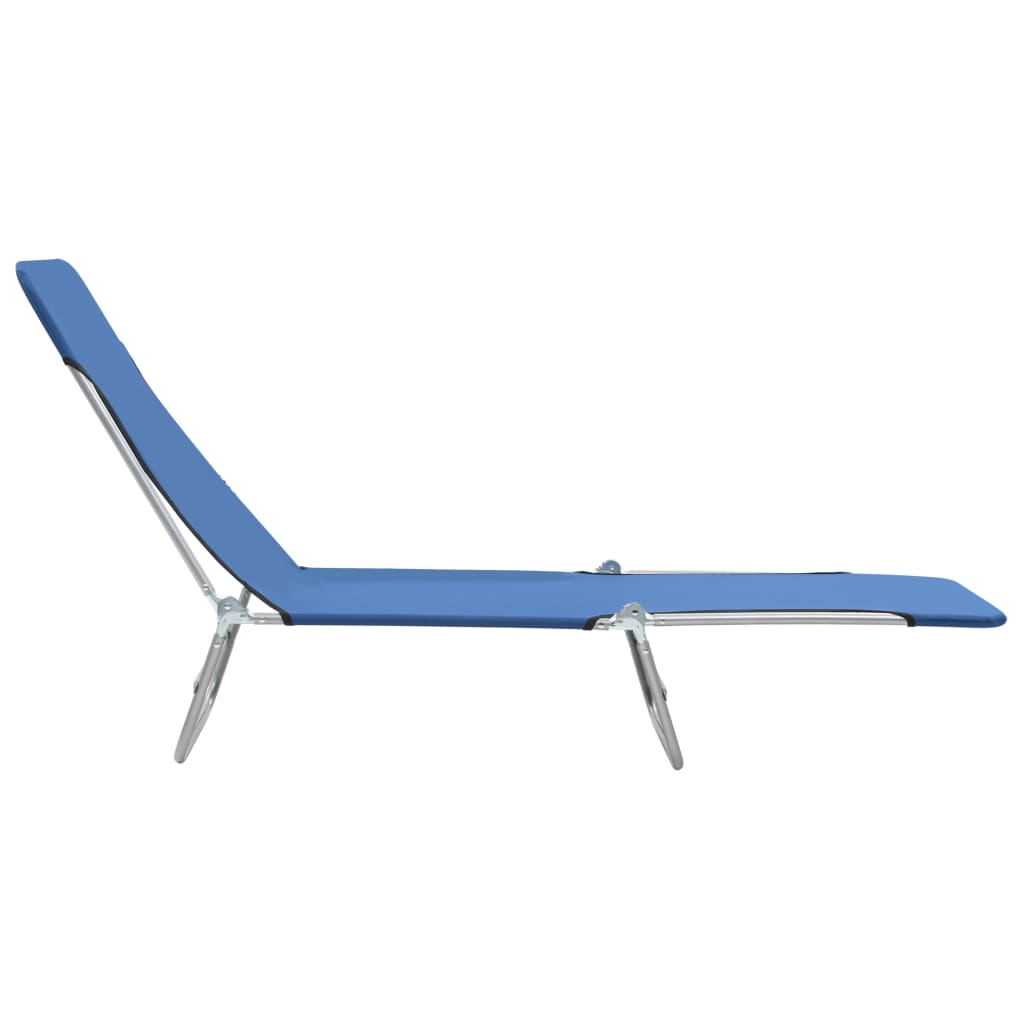 Folding Sun Loungers 2 Pcs Steel And Fabric Blue