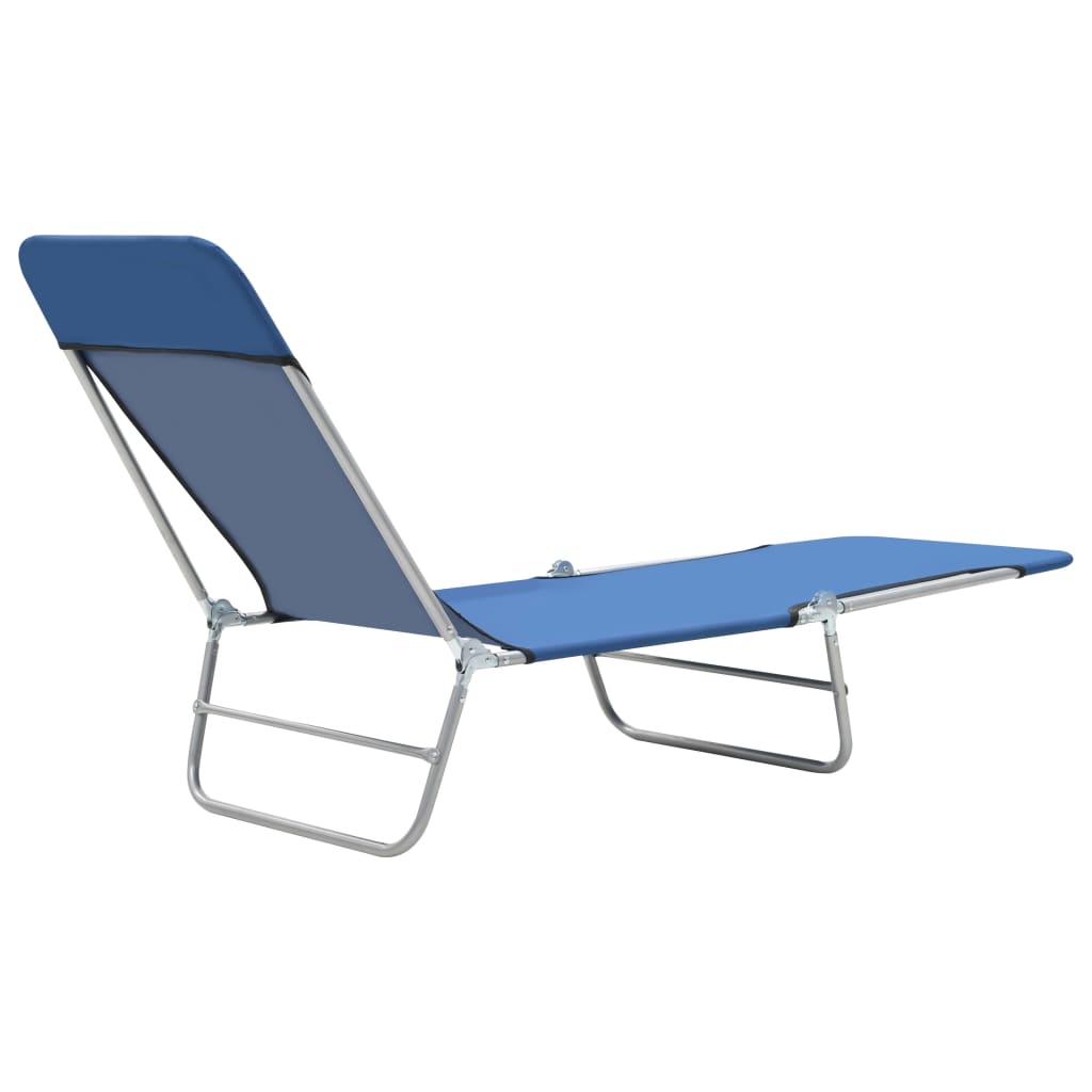 Folding Sun Loungers 2 Pcs Steel And Fabric Blue