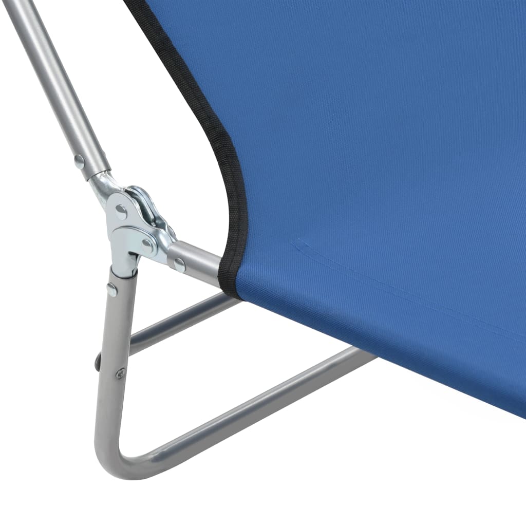 Folding Sun Loungers 2 Pcs Steel And Fabric Blue