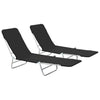 Folding Sun Loungers 2 Pcs Steel And Fabric Black