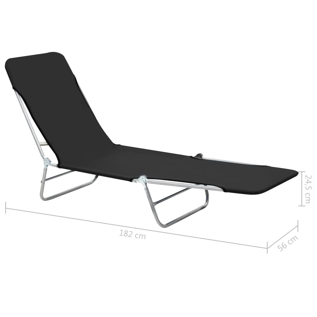 Folding Sun Loungers 2 Pcs Steel And Fabric Black