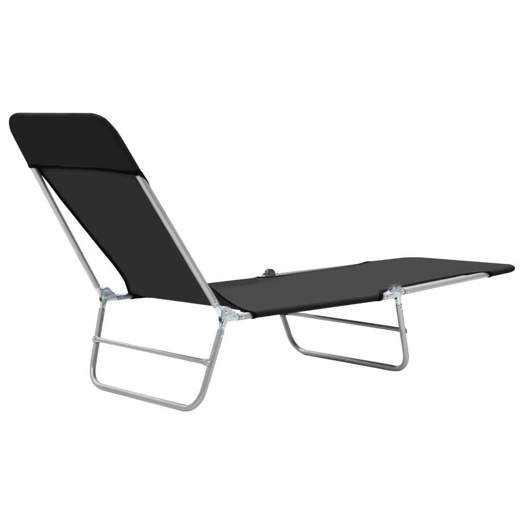 Folding Sun Loungers 2 Pcs Steel And Fabric Black