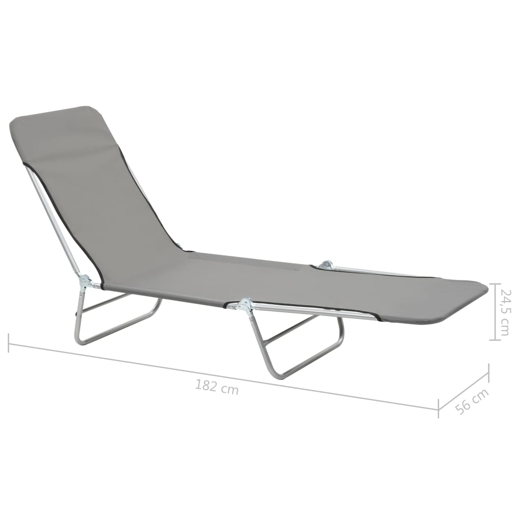 Folding Sun Loungers 2 Pcs Steel And Fabric Grey