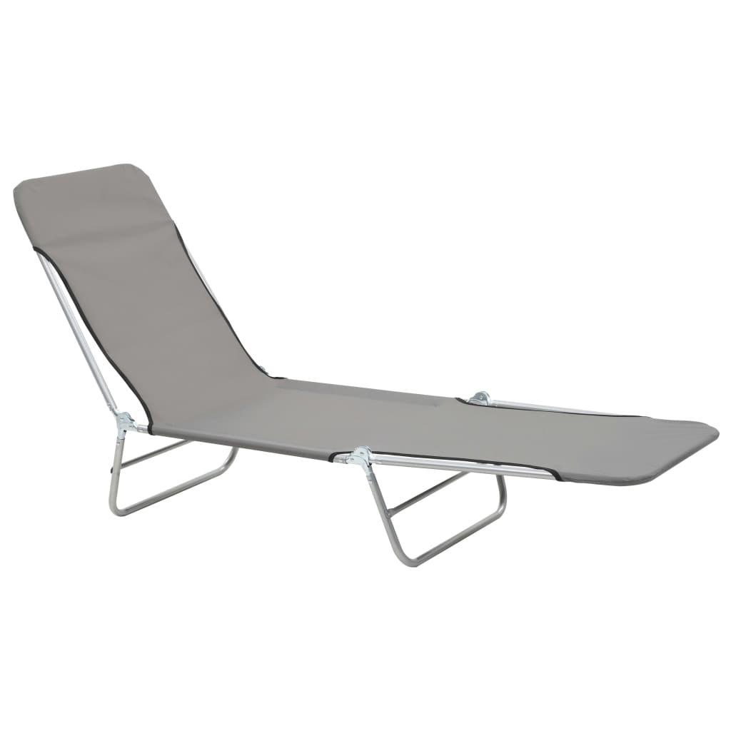 Folding Sun Loungers 2 Pcs Steel And Fabric Grey