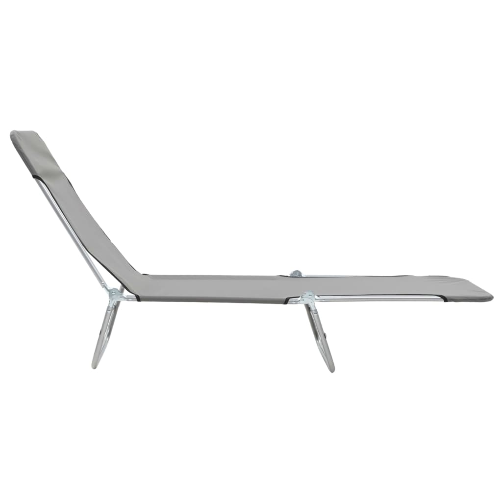 Folding Sun Loungers 2 Pcs Steel And Fabric Grey