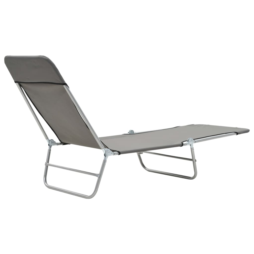 Folding Sun Loungers 2 Pcs Steel And Fabric Grey