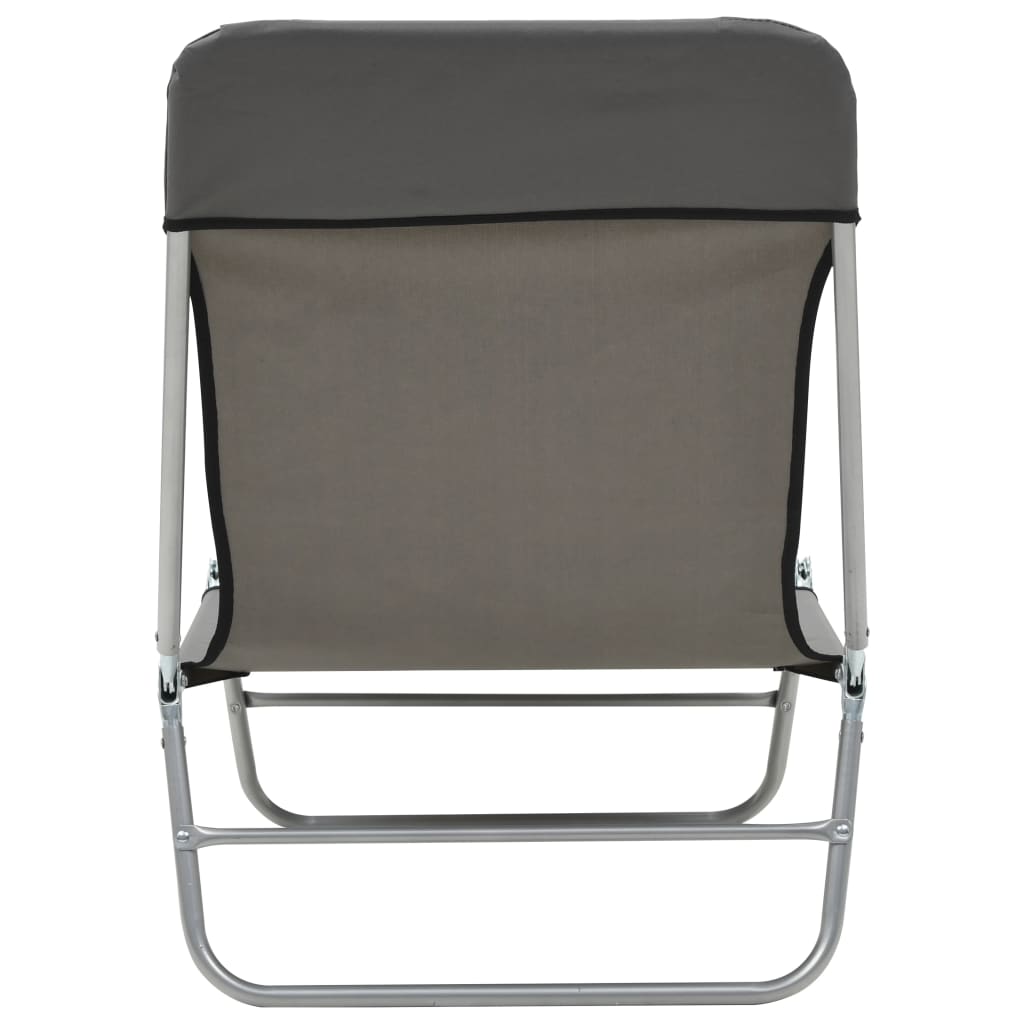 Folding Sun Loungers 2 Pcs Steel And Fabric Grey