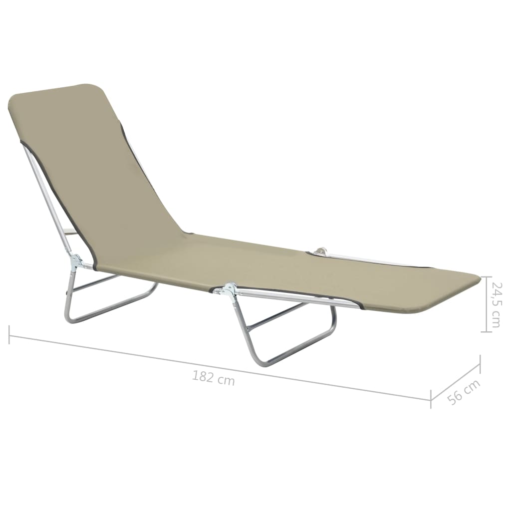 Folding Sun Loungers 2 Pcs Steel And Fabric Taupe