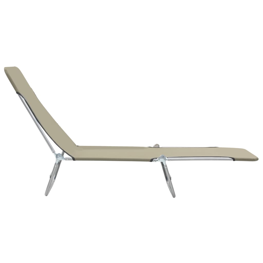 Folding Sun Loungers 2 Pcs Steel And Fabric Taupe