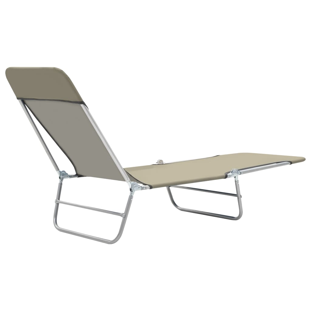 Folding Sun Loungers 2 Pcs Steel And Fabric Taupe