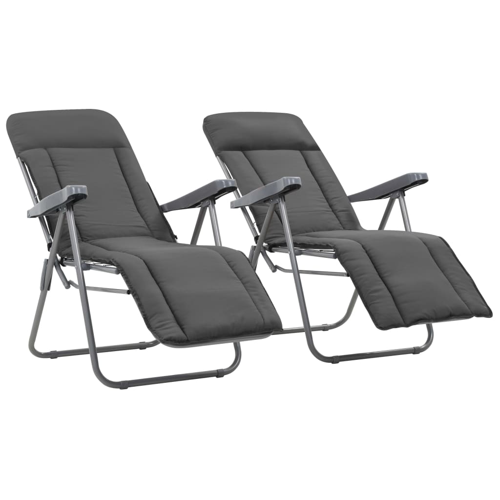 Folding Garden Chairs With Cushions 2 Pcs Grey